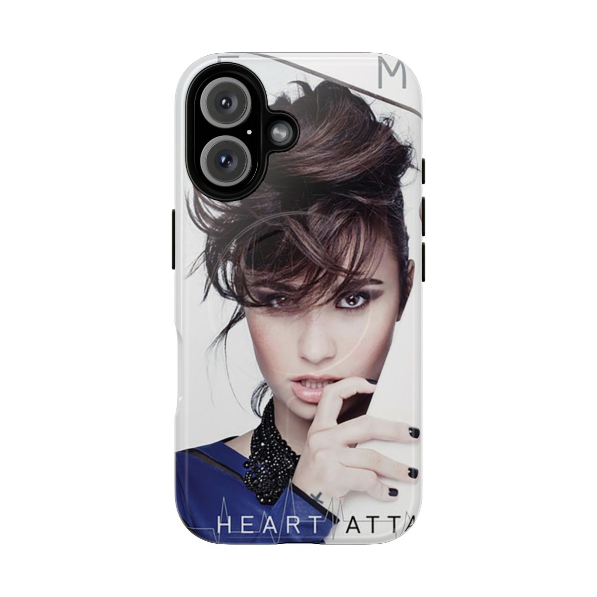 Magnetic tough phone case with heart design, perfect for Demi Lovato fans