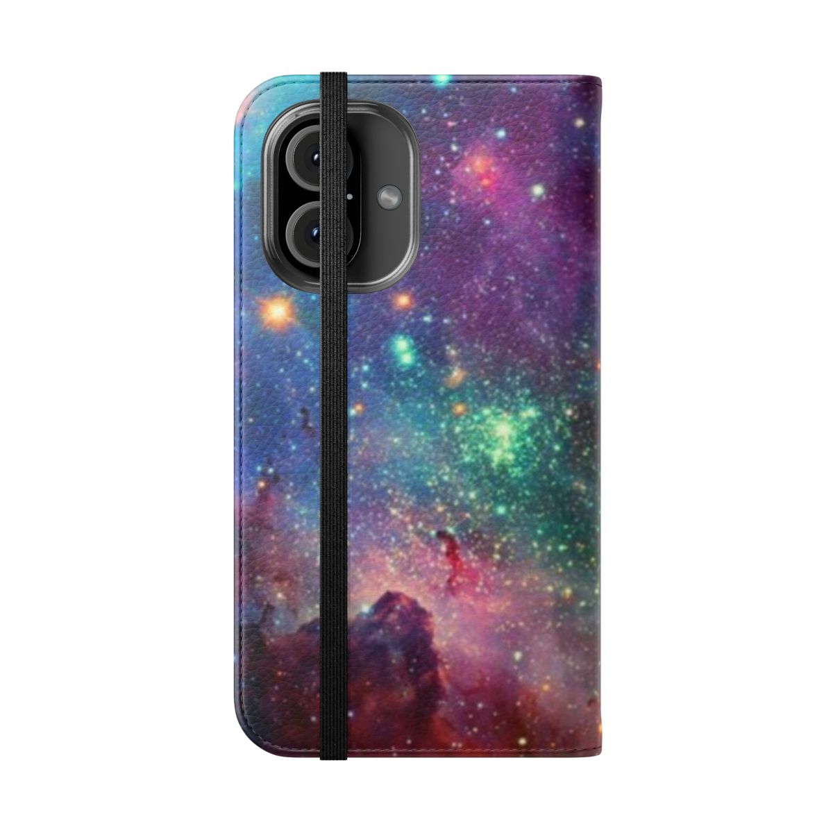 Celestial-Inspired Galaxy Phone Case with Planets, Stars, and Cosmic Designs - Folded Front