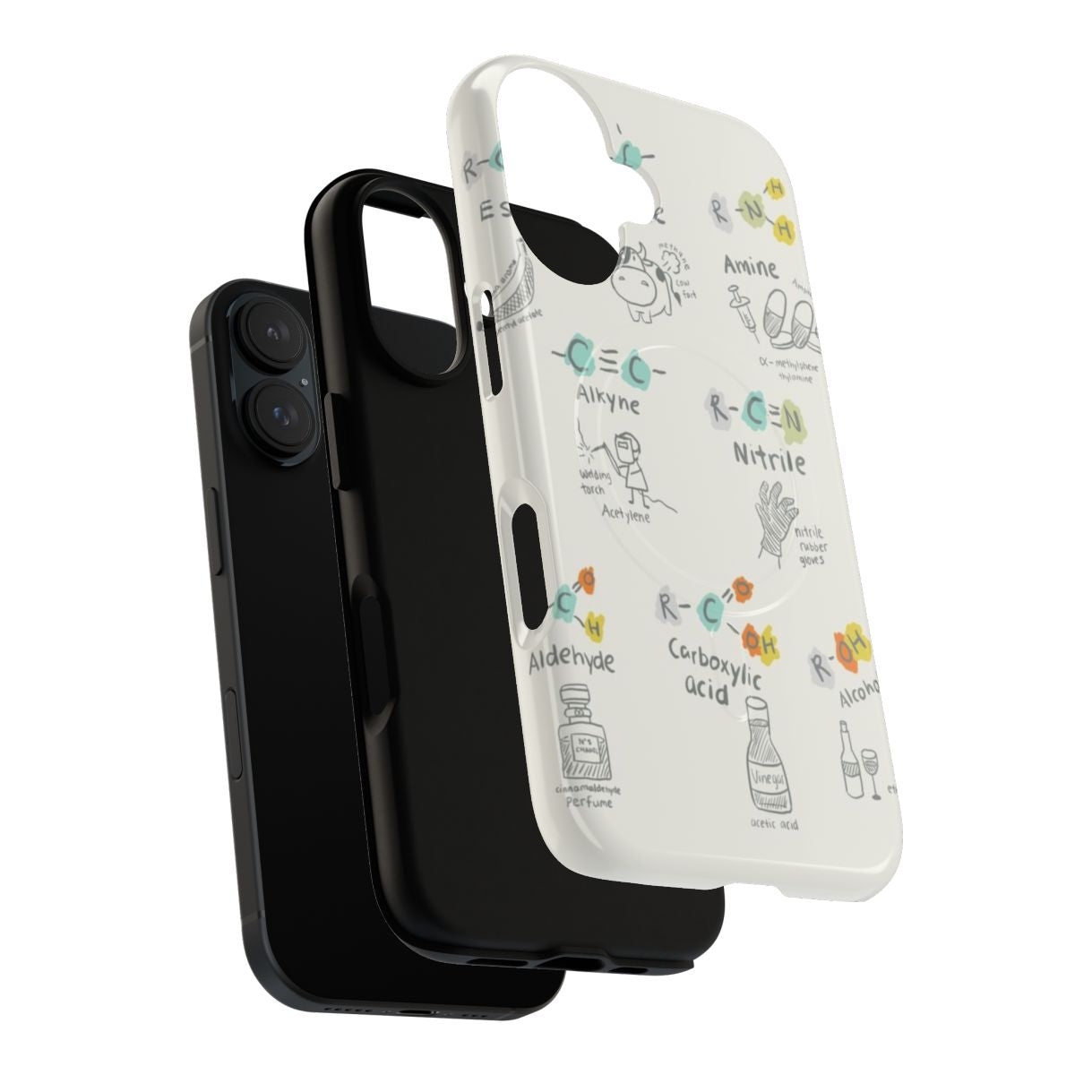 Phone case featuring detailed molecular structures and chemical diagrams - Layers