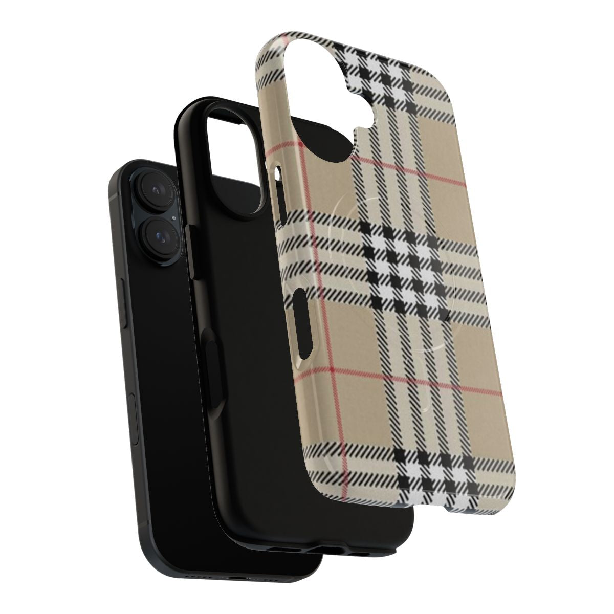 Classic cream vintage magnetic tough case with intricate Scottish tartan design - Layers