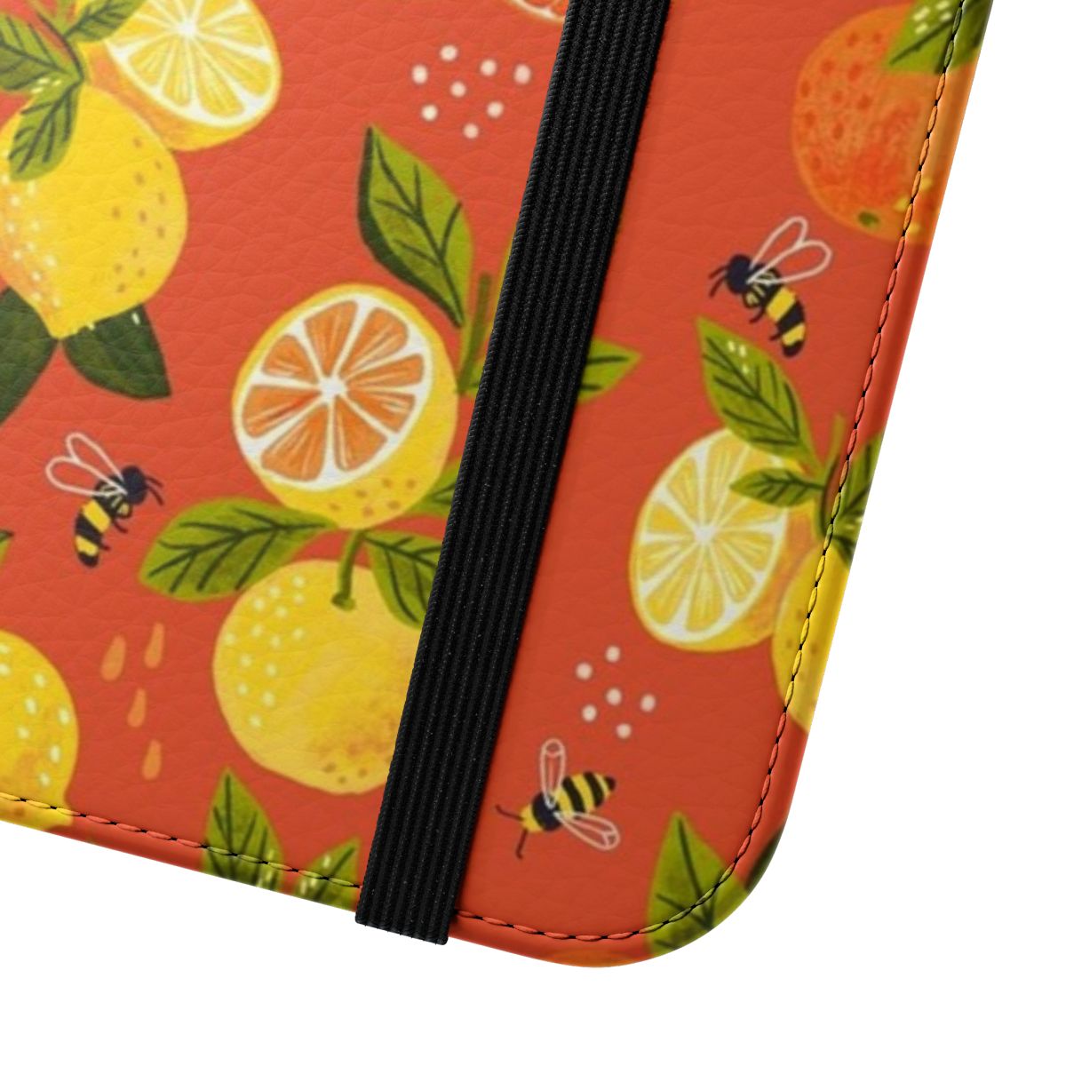 Stylish lemon and citrus print phone case - Close Up