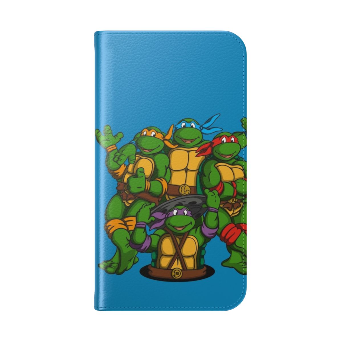 Retro-styled phone case cover with Ninja Turtles characters - Folded Back