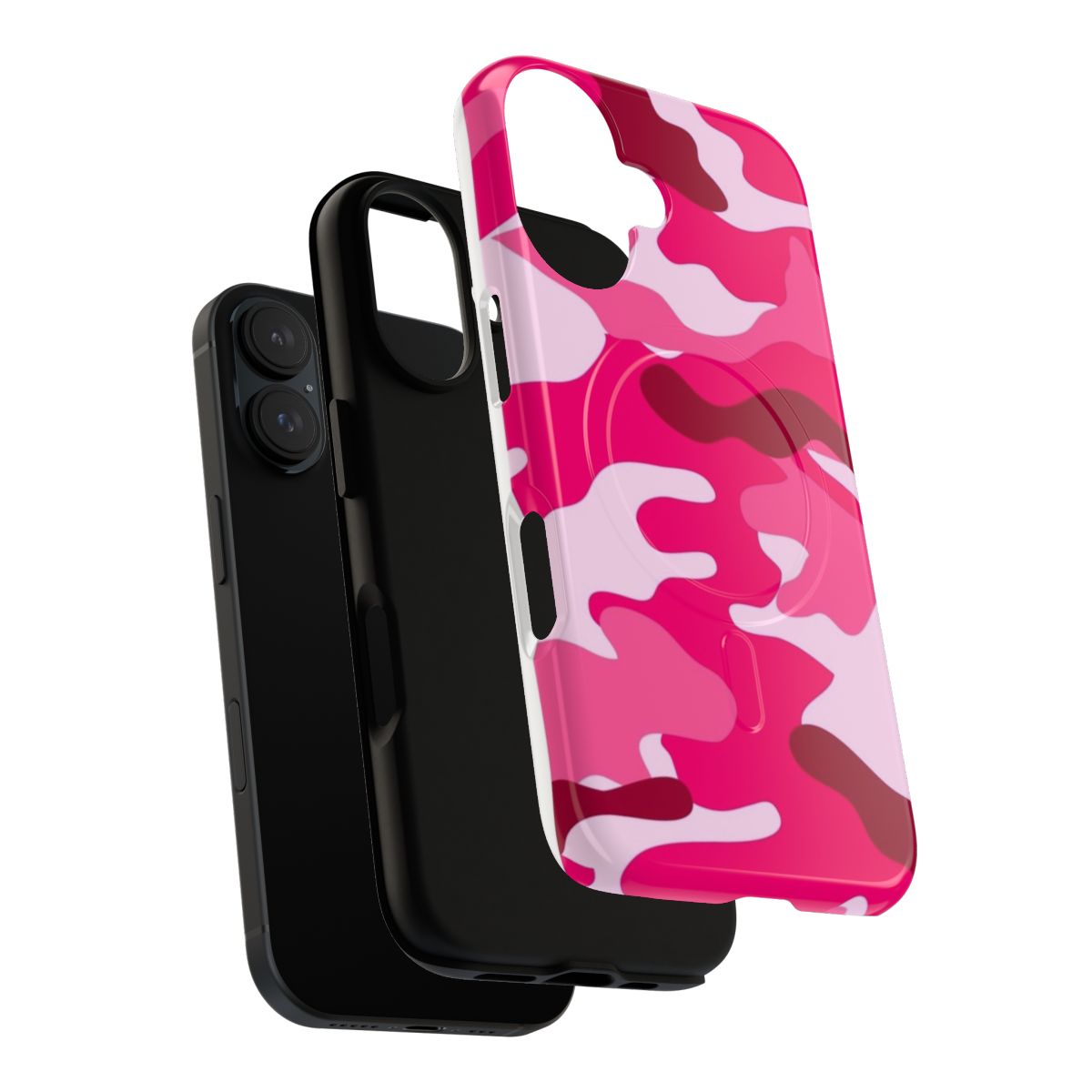 Pink camouflage phone case with a tough, durable design - Layers