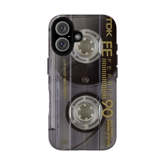 Vintage cassette tape phone case with retro 80s mixtape design