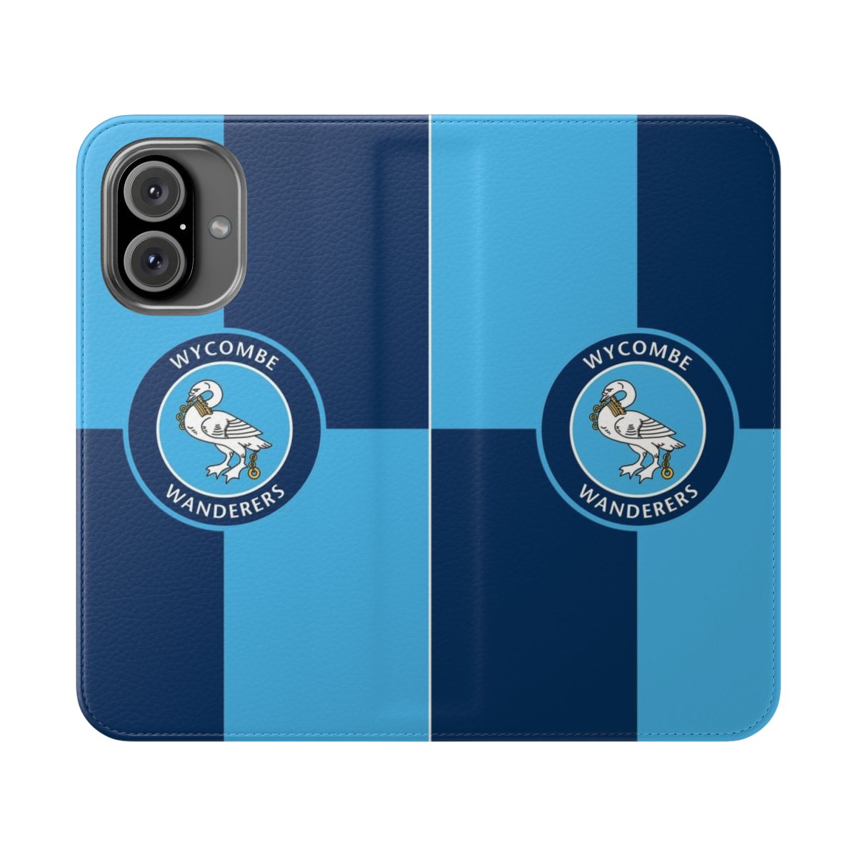 Squares flip cover phone case featuring the Wycombe Wanderers FC logo