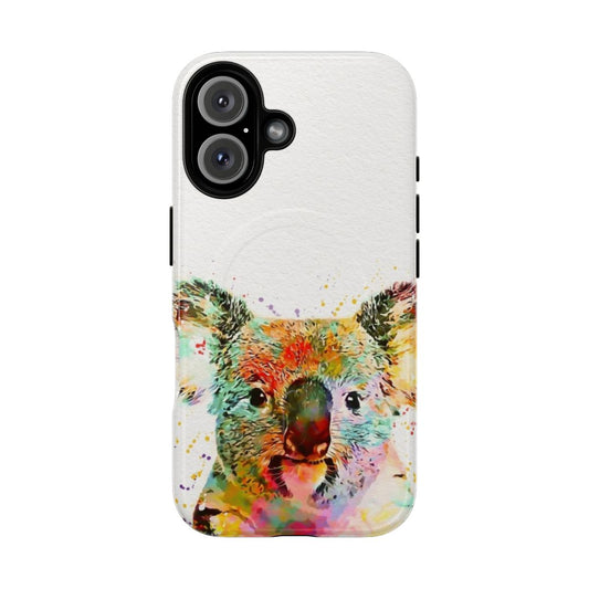 Colorful watercolor painting of a baby koala on a magnetic protective phone case