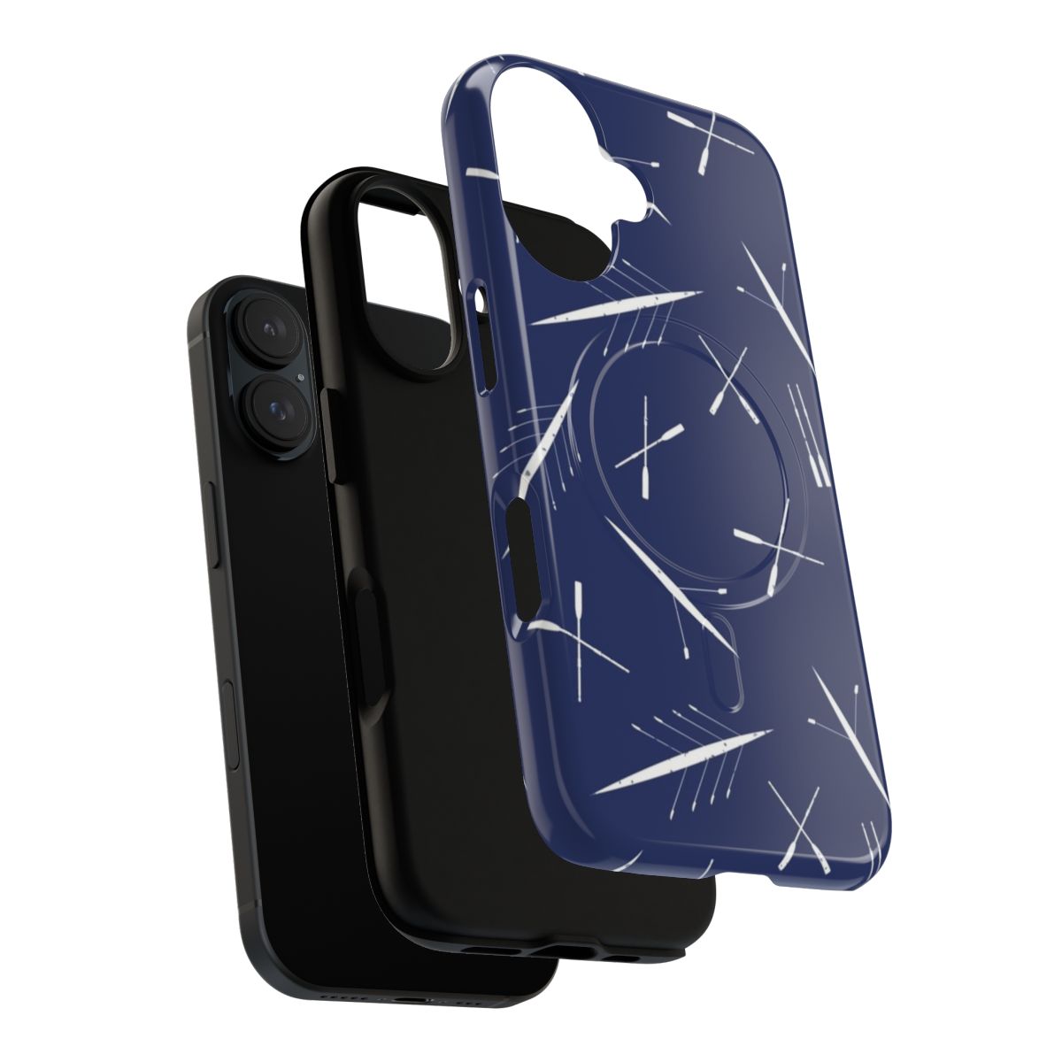 Rowing club-inspired navy blue and white scull pattern magnetic tough phone case - Layers