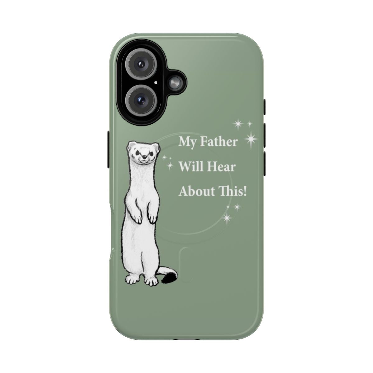 Image of a phone case featuring a magical ferret, representing the character Draco Malfoy from the Harry Potter universe.