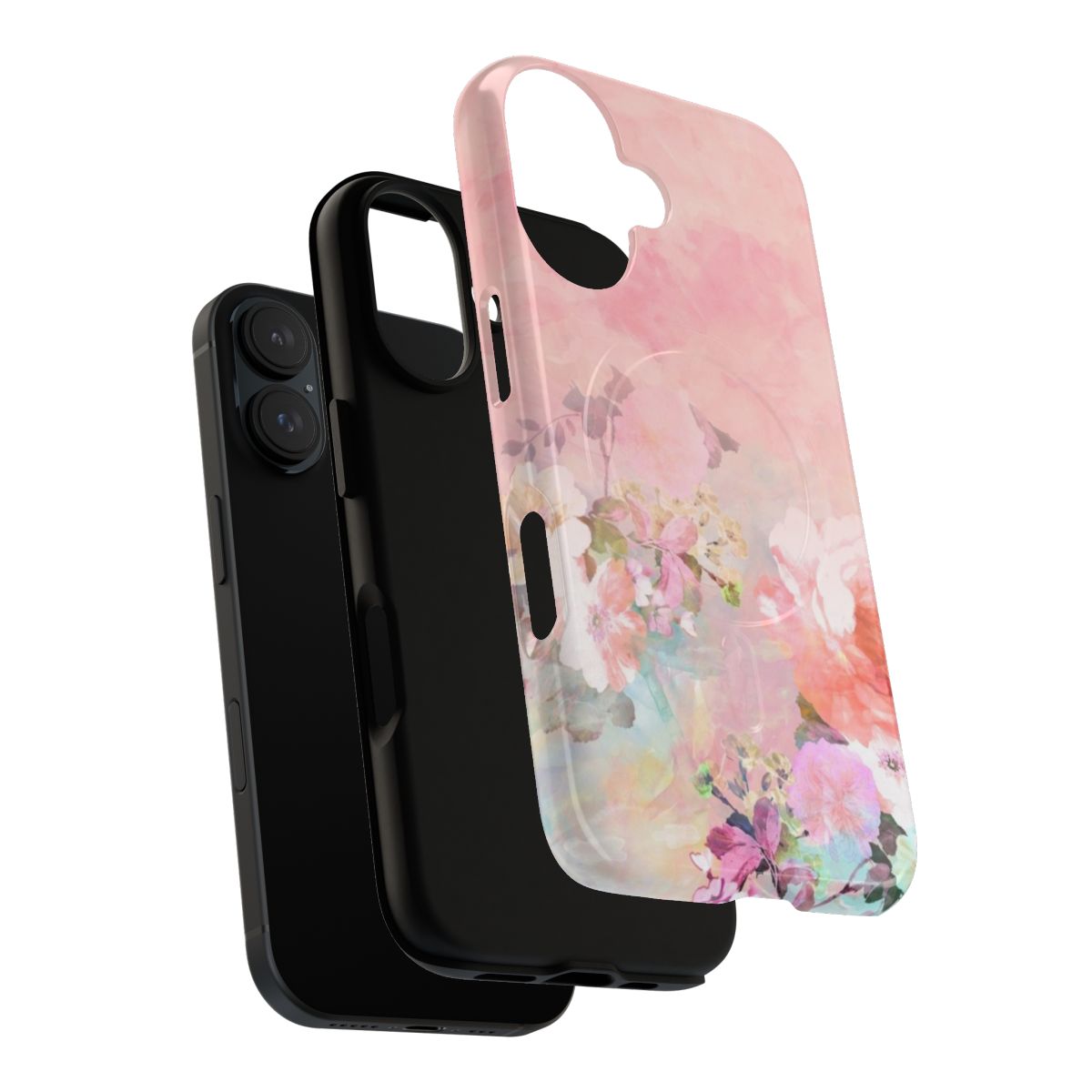 Pastel blush watercolor ombre floral watercolor design on a magnetic tough phone case - Layers