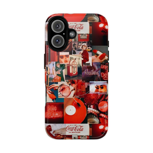 Vintage red and aesthetic collage design on a tough magnetic phone case