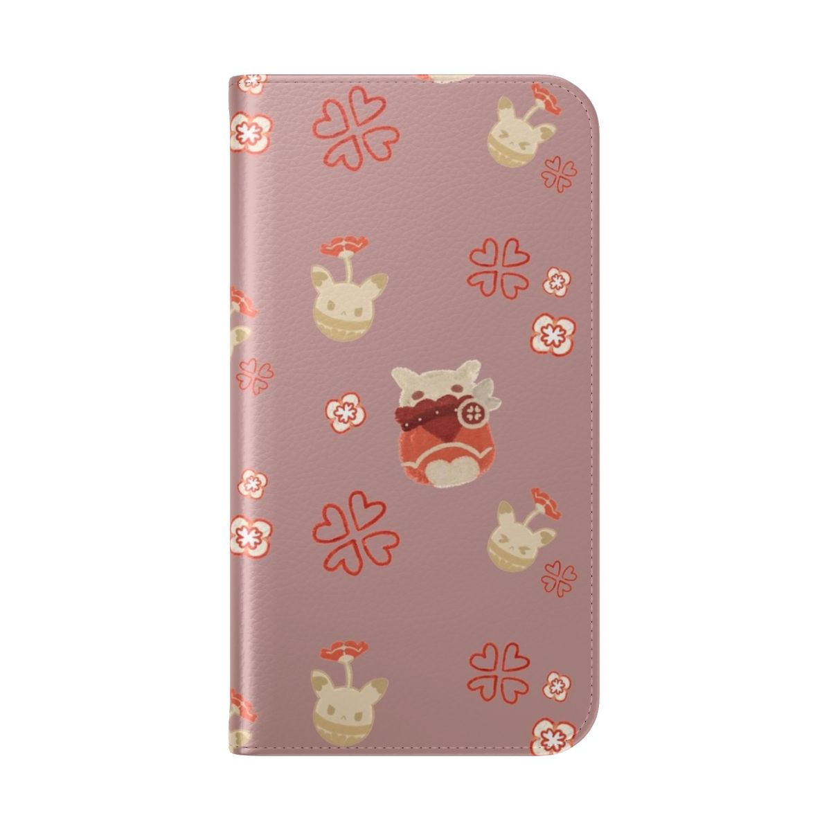 Genshin Impact Klee-inspired flip phone case with Jumpty Dumpty and bomb design - Folded Back