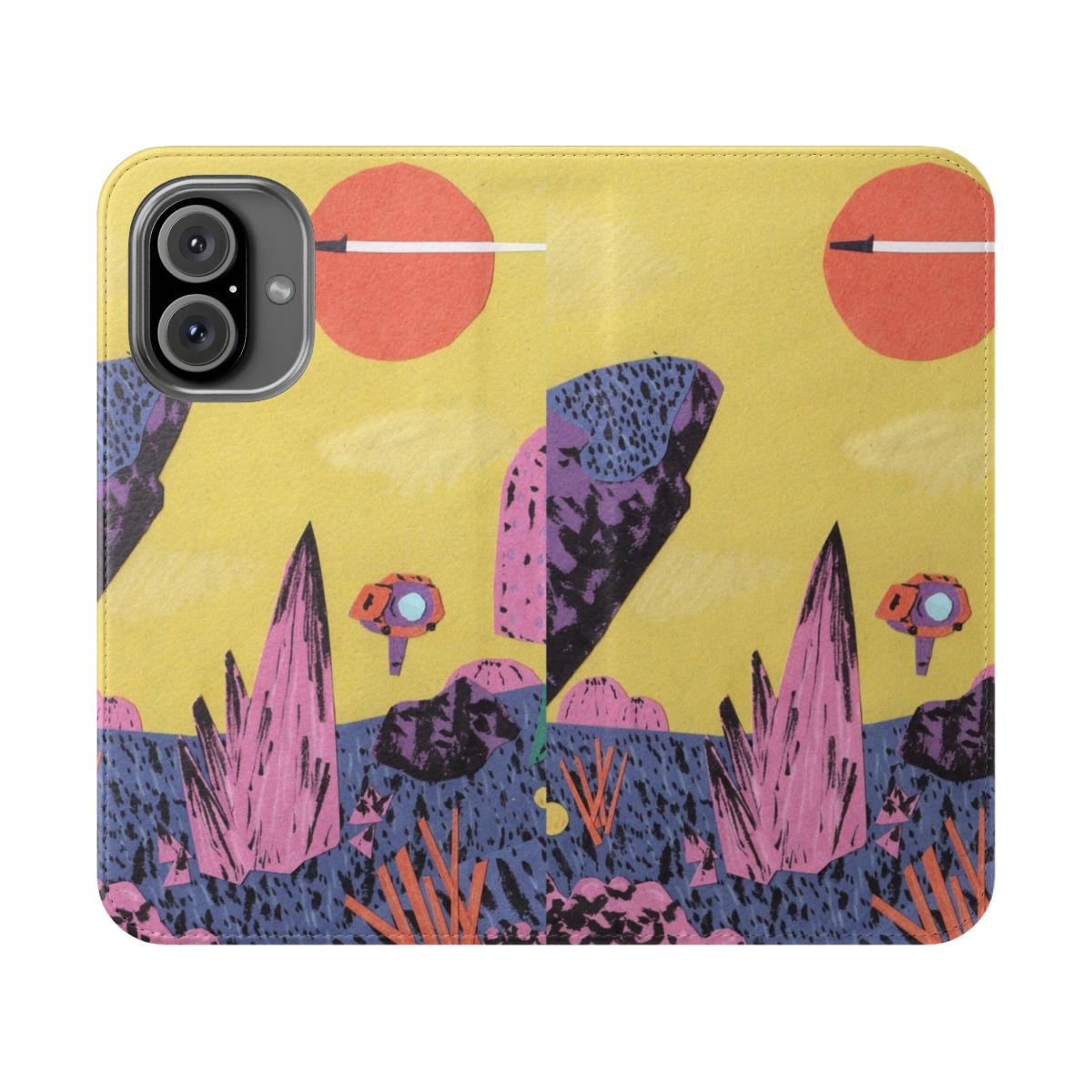 Vibrant space-themed phone case with an alien planet design