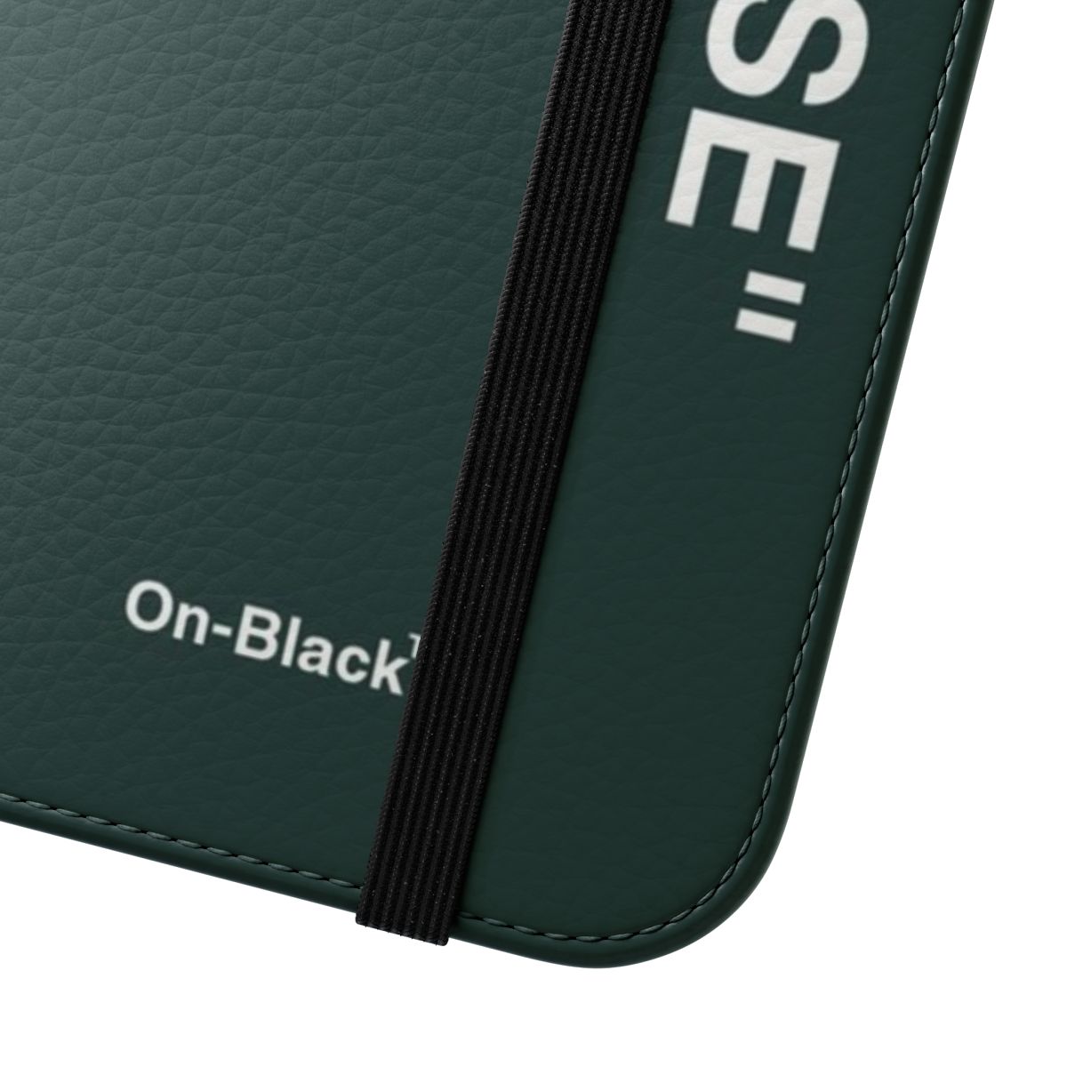 Dark green flip cover phone case with a sleek, designer look - Close Up