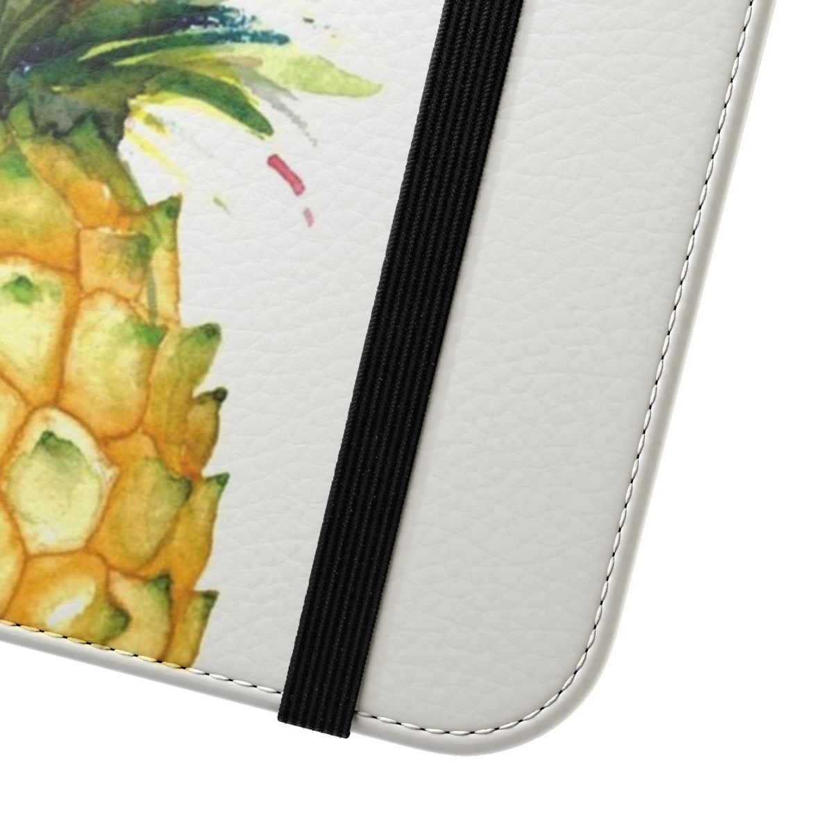 Colorful watercolor pineapple illustration on a phone case - Close Up