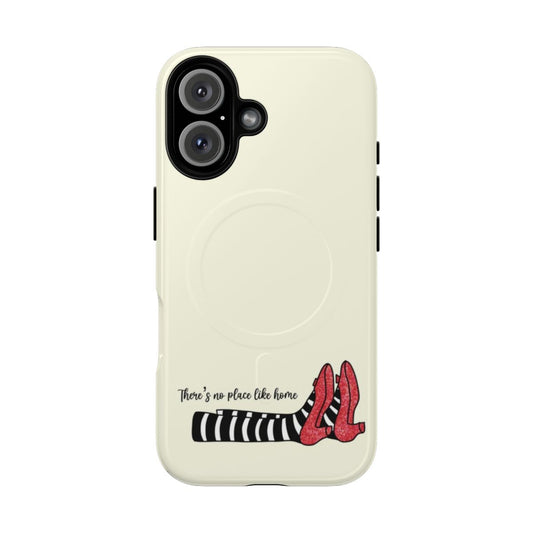 A red sparkly phone case inspired by the iconic red shoes from the Wizard of Oz film.