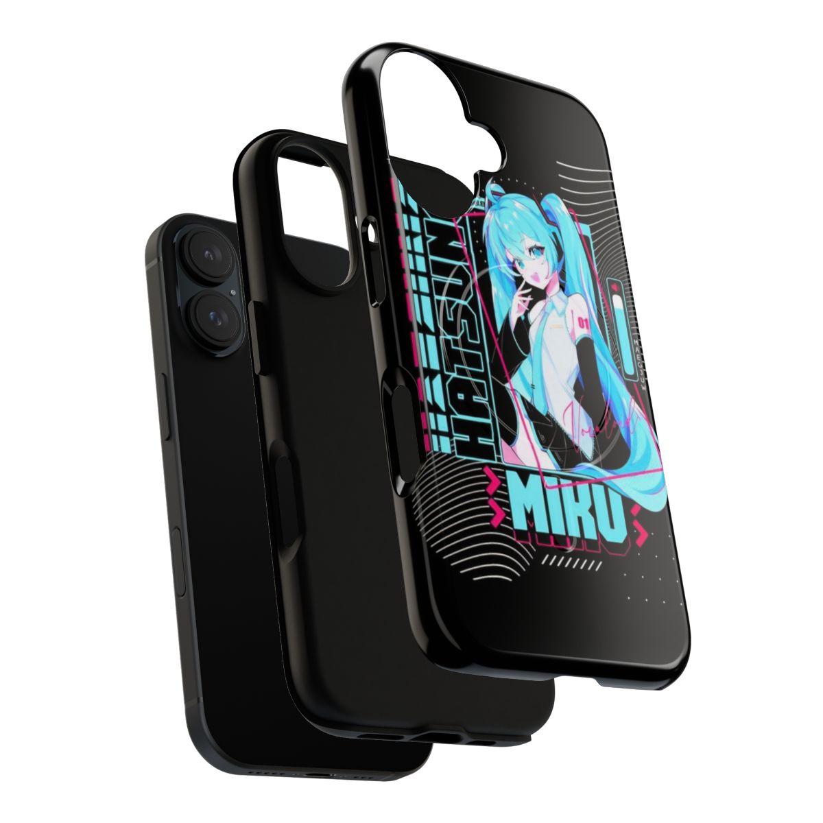 Anime-themed phone case featuring Hatsune Miku, a popular Vocaloid character, with a magnetic tough design. - Layers