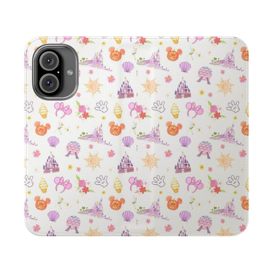 Multicolored phone case with a floral Disney-themed pattern