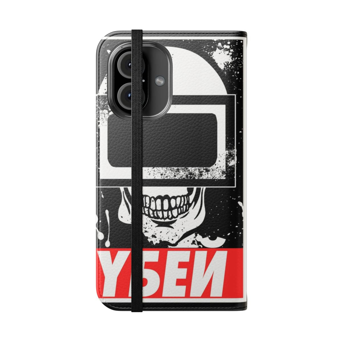 Escape from Tarkov-inspired Tagilla helmet mask design on a phone case - Folded Front