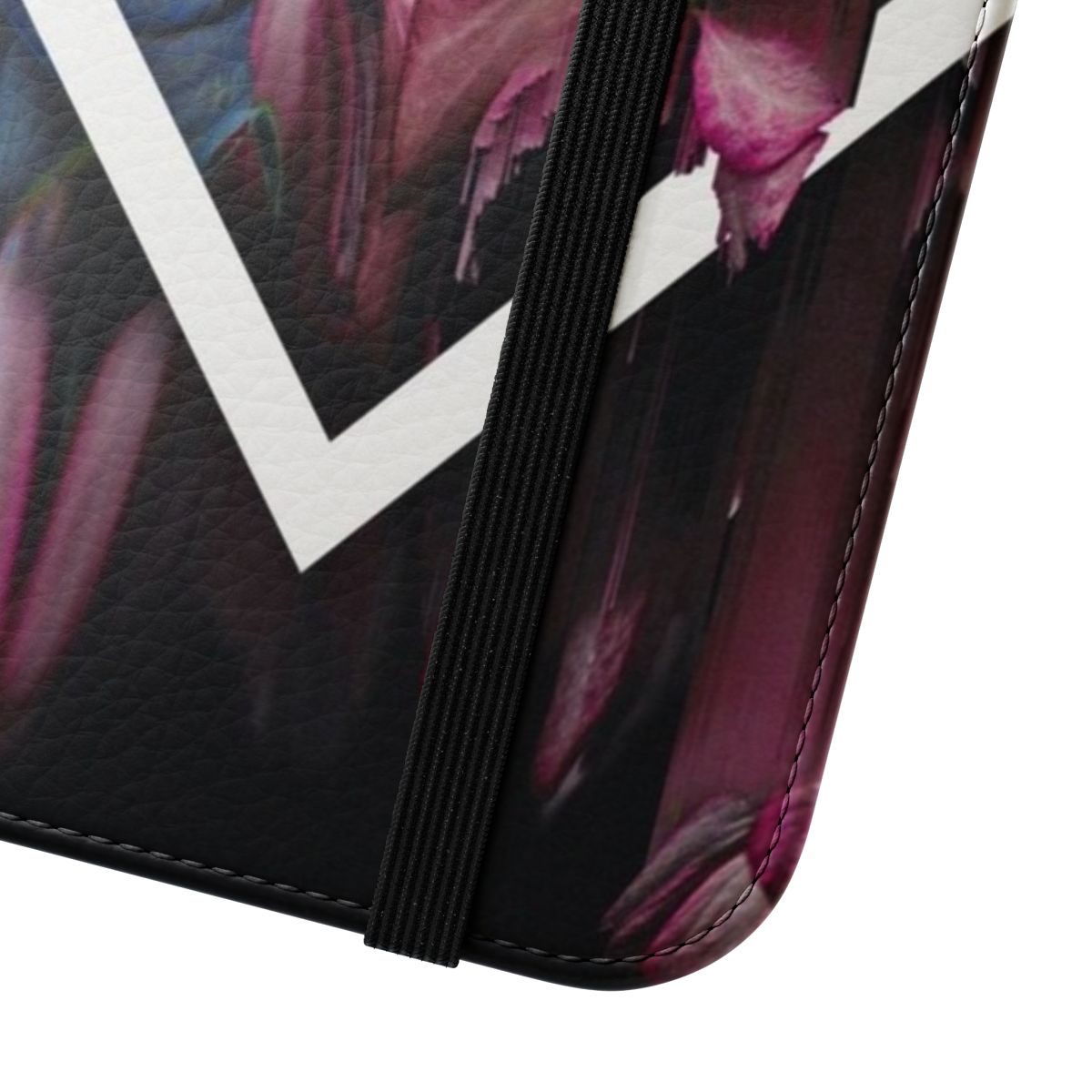 A modern, textured digital phone case featuring an abstract floral design in shades of pink and purple. - Close Up