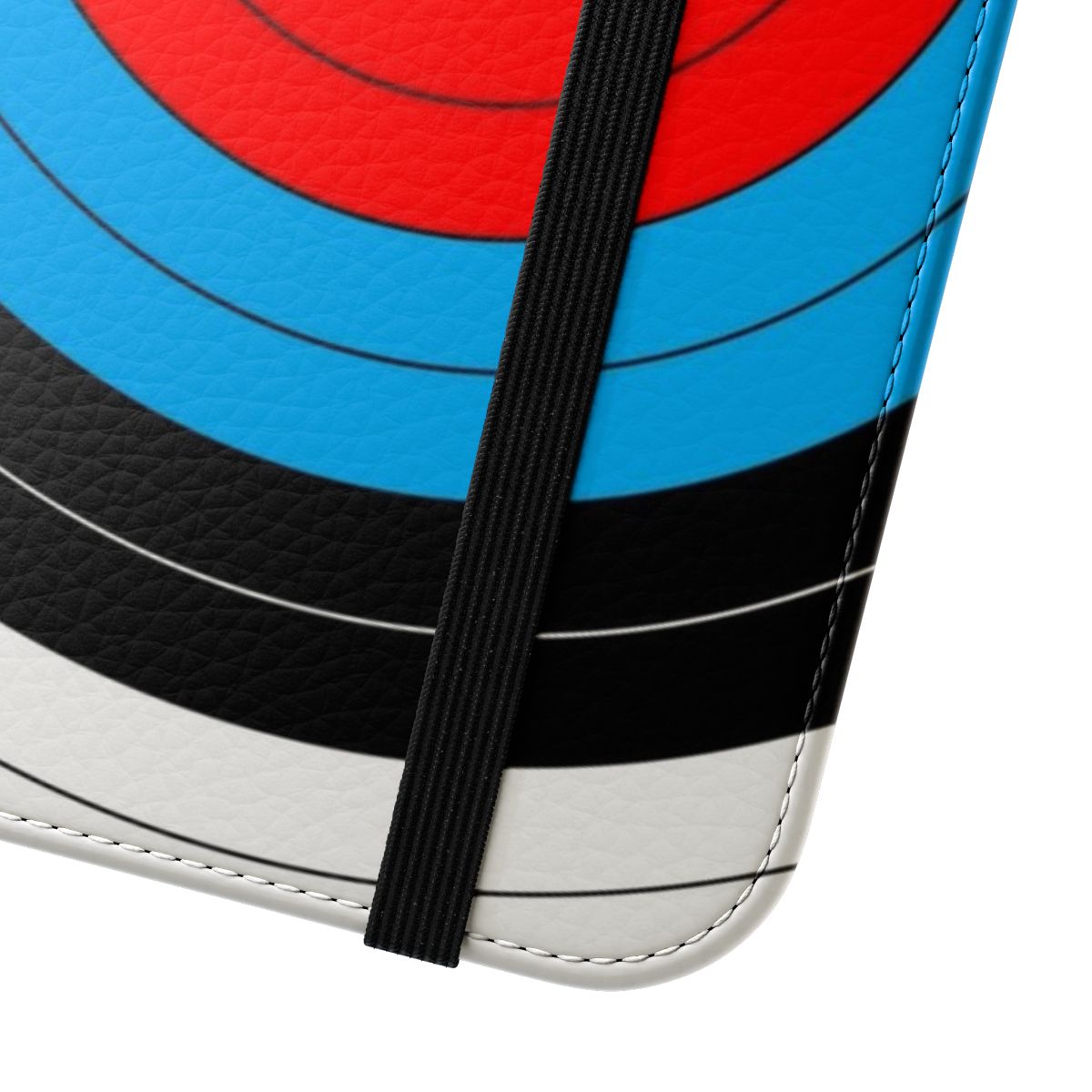 Archery target-themed phone case with flip cover design - Close Up