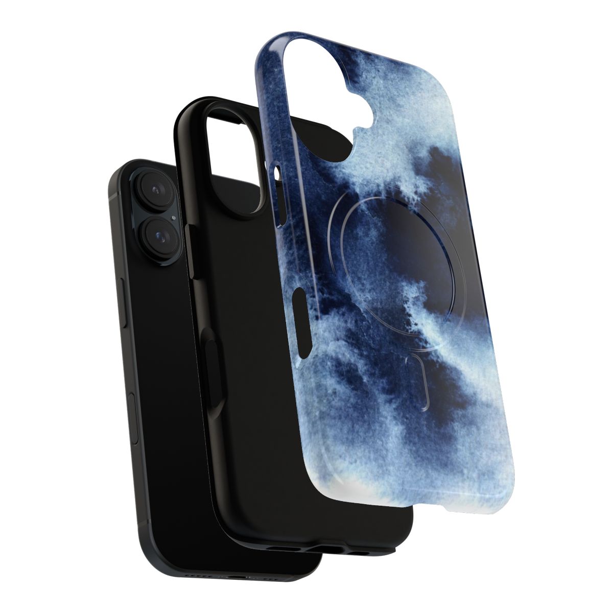 Indigo blue abstract watercolor painting phone case with a dreamy, textured design - Layers