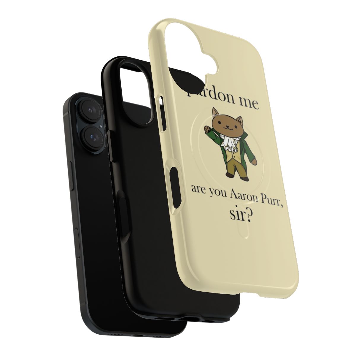 Magnetic tough phone case featuring a cat design inspired by the musical Hamilton - Layers