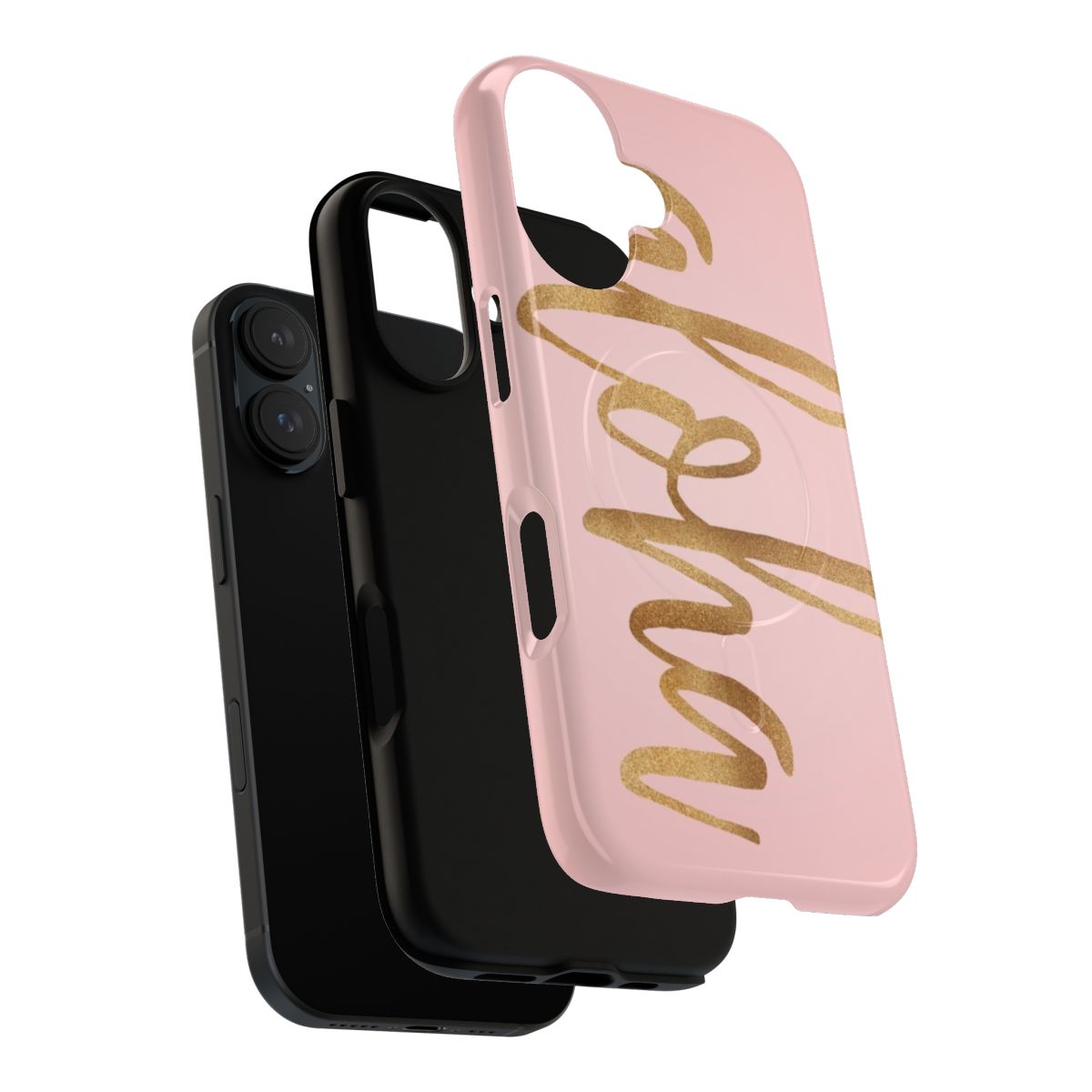 Aloha-inspired metallic phone case in pink and gold colors - Layers