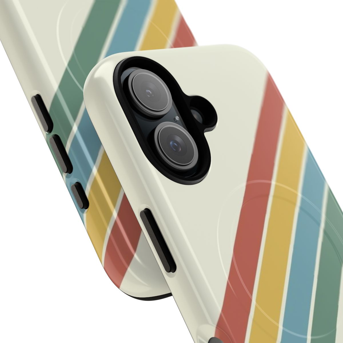 Vintage 70s-inspired sport stripes phone case with a minimalist, abstract pattern - Detail