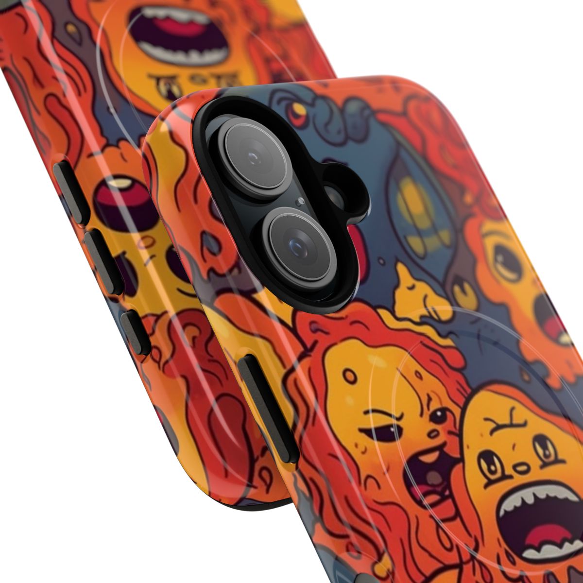 Demon emoji design on a durable magnetic phone case - Detail