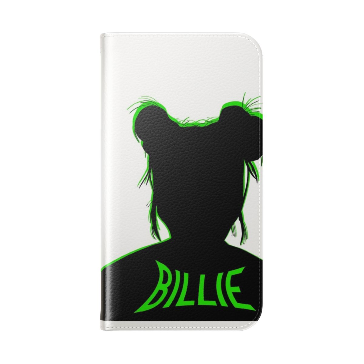 Green phone case featuring Billie Eilish's iconic look - Folded Back