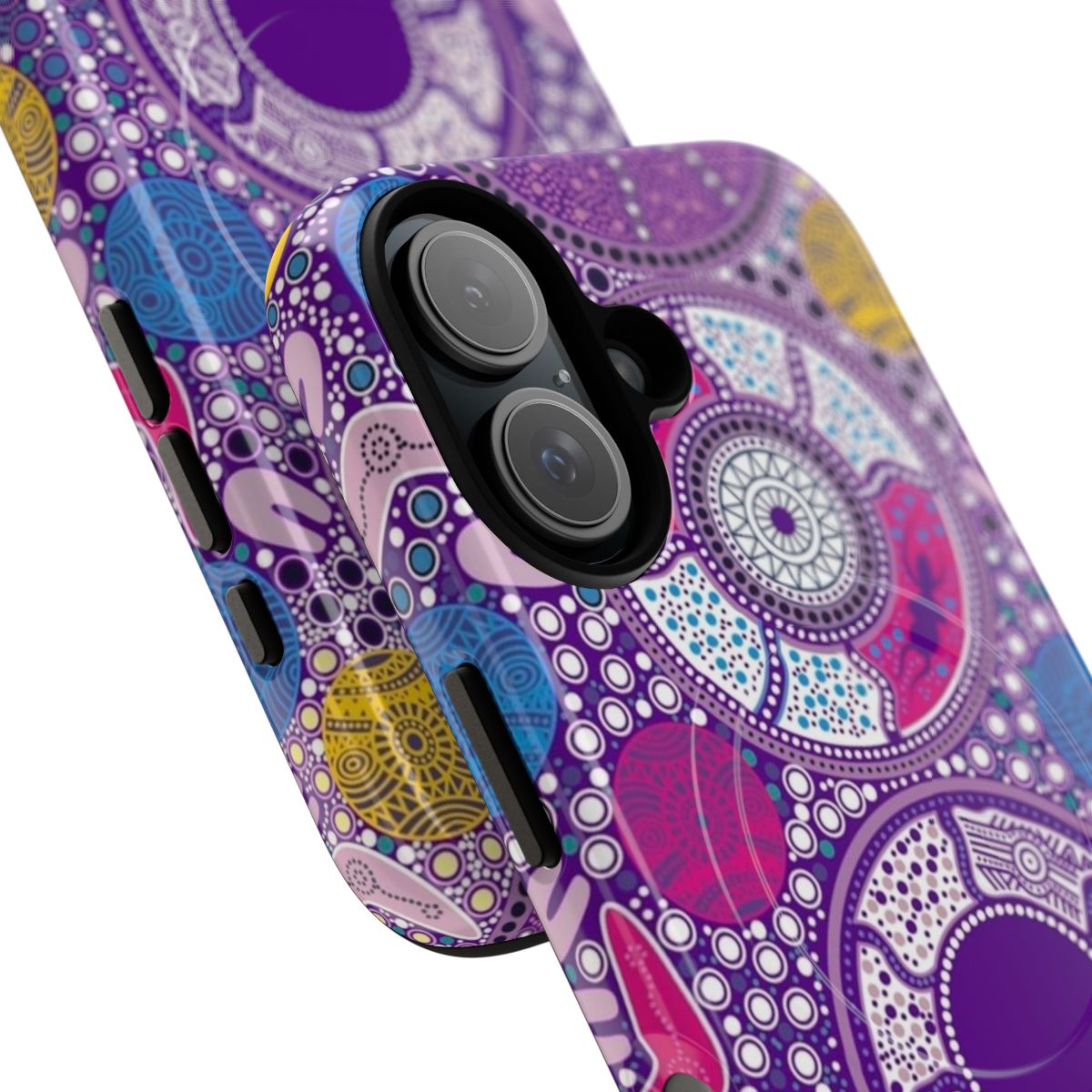 Magnetic tough phone case with inspirational "Because of Her, We Can" design - Detail