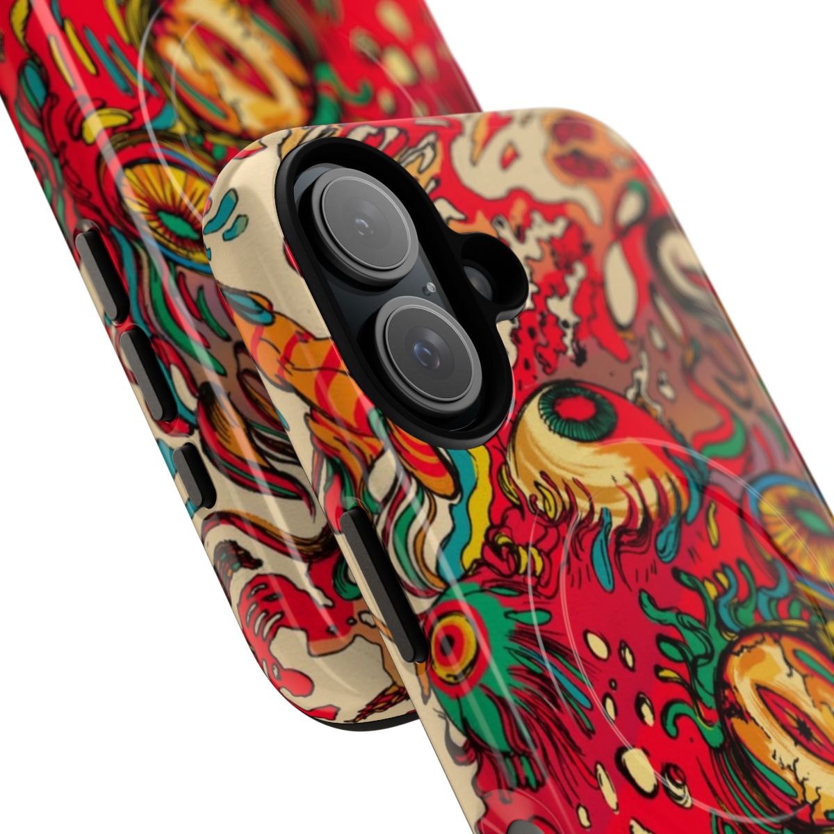 Magnetic phone case with a psychedelic space goat design - Detail