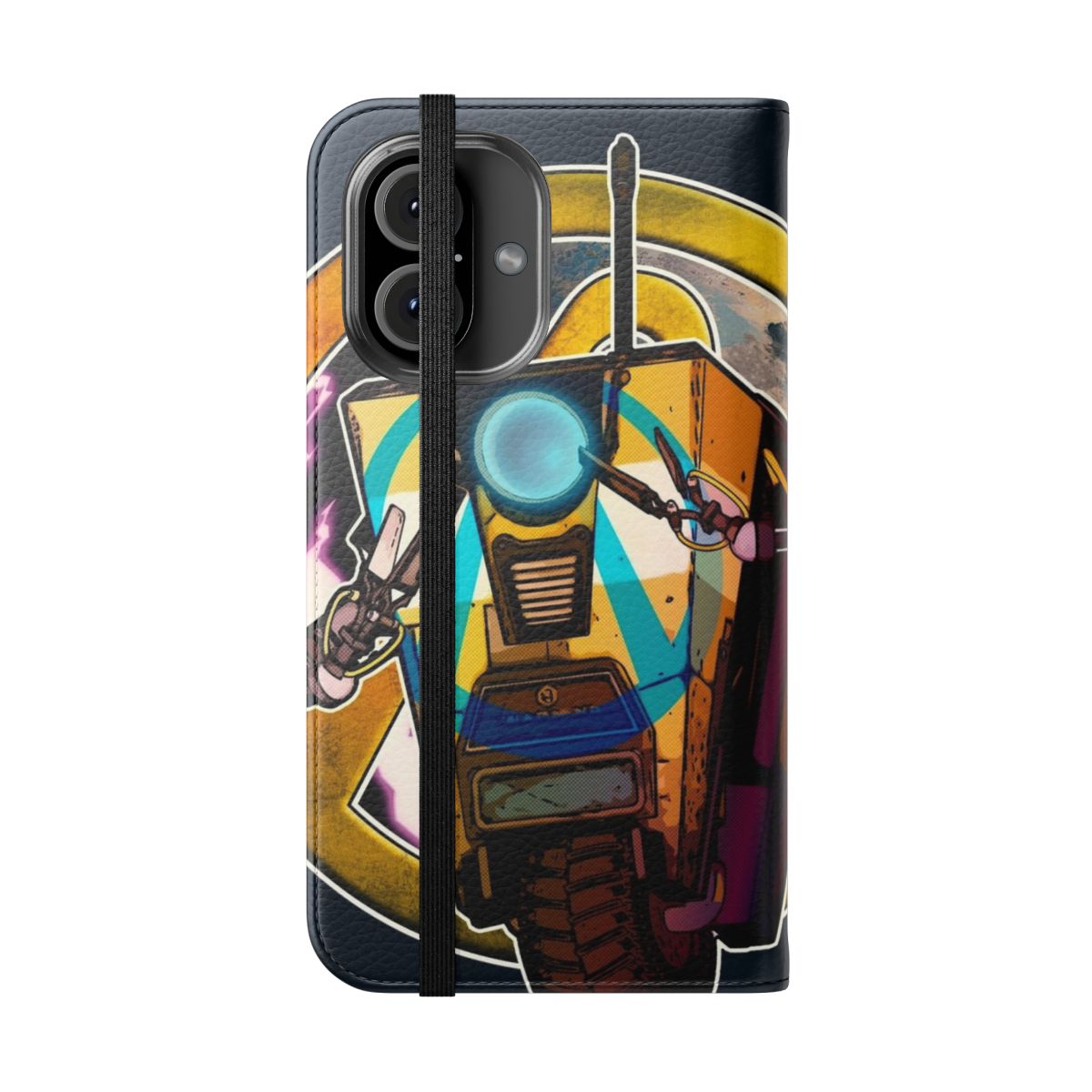 Borderlands-inspired Claptrap Psycho Pose phone case - Folded Front