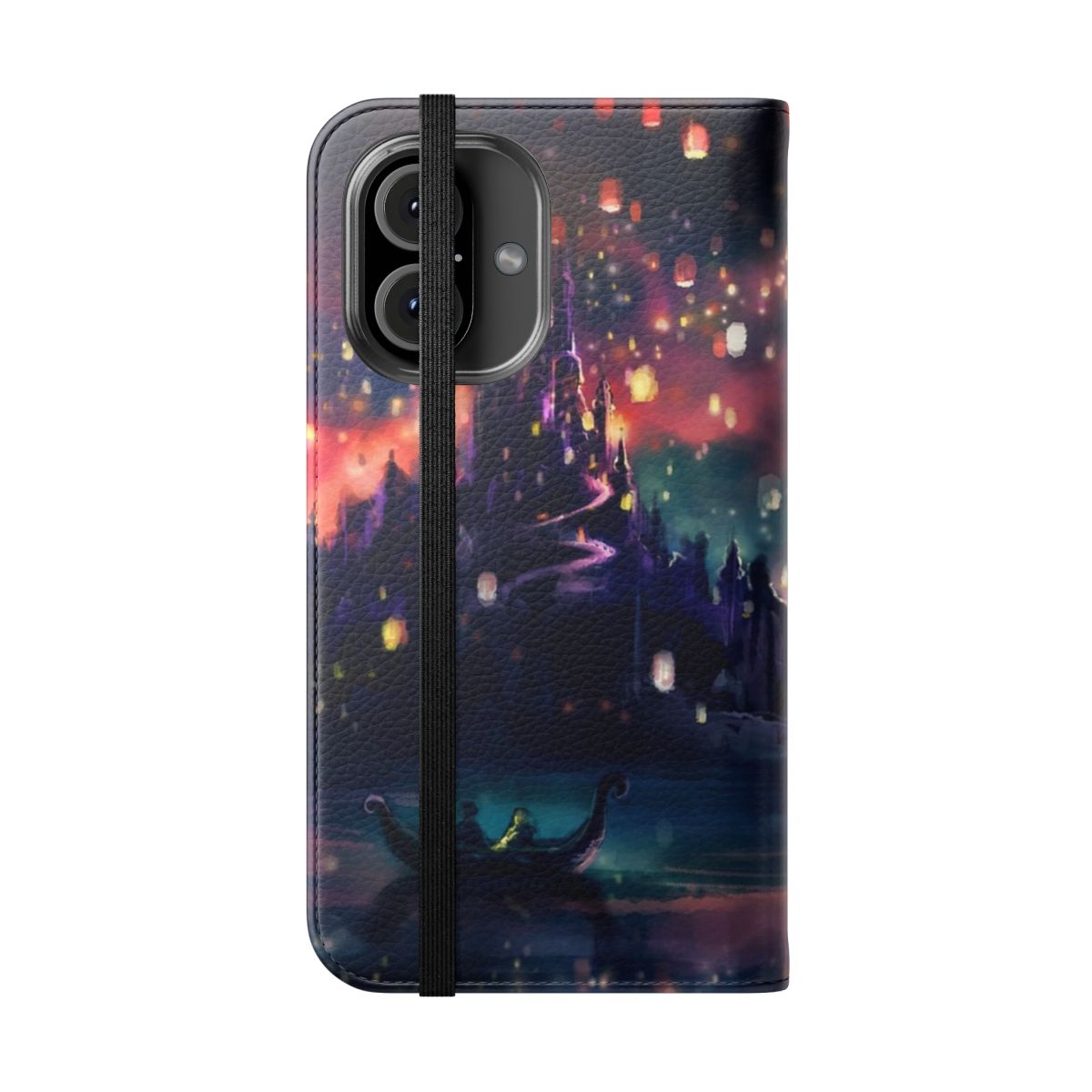 Tangled-inspired flip phone case with Disney movie graphics - Folded Front