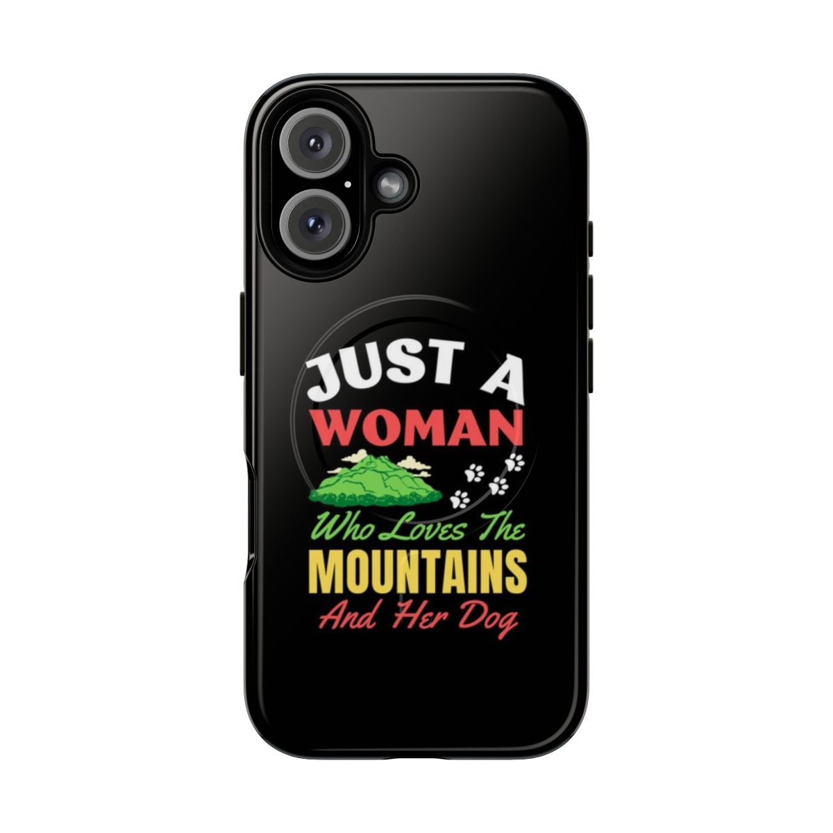 Mountain woman and her dog on a magnetic tough phone case