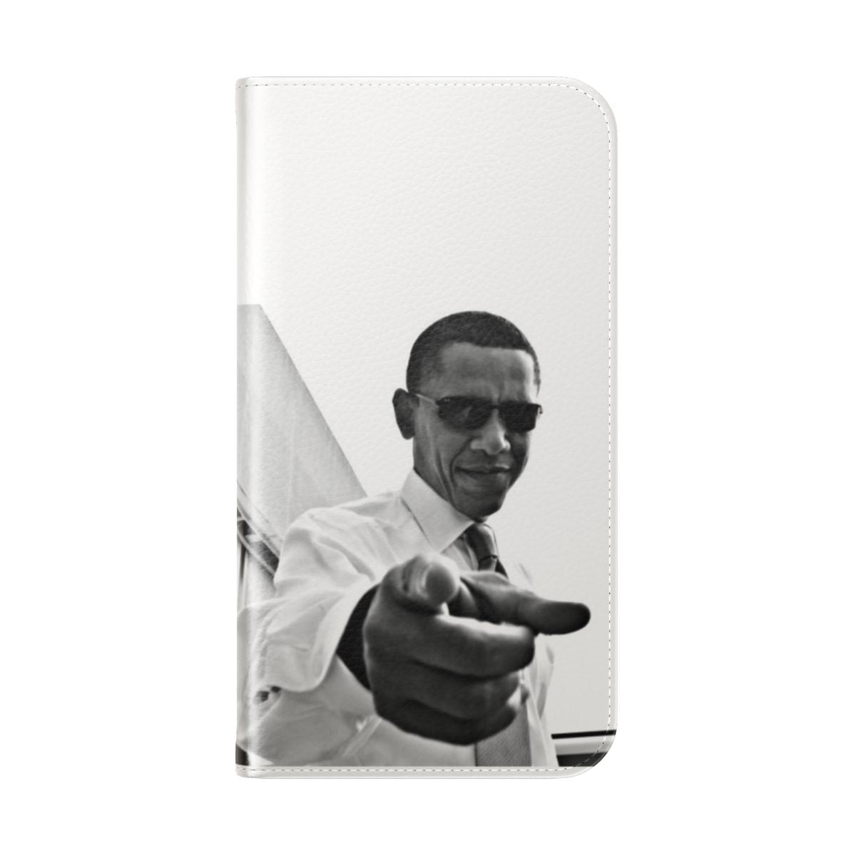 Flip phone case with political satire design - Folded Back