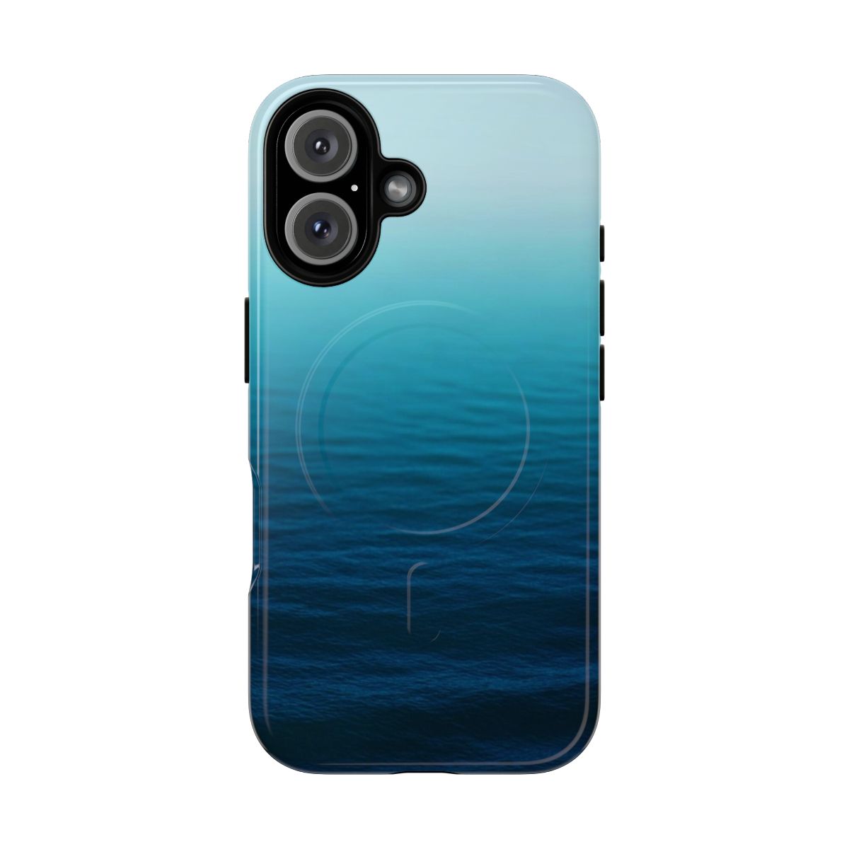 Deep blue protective phone case with water and wave design