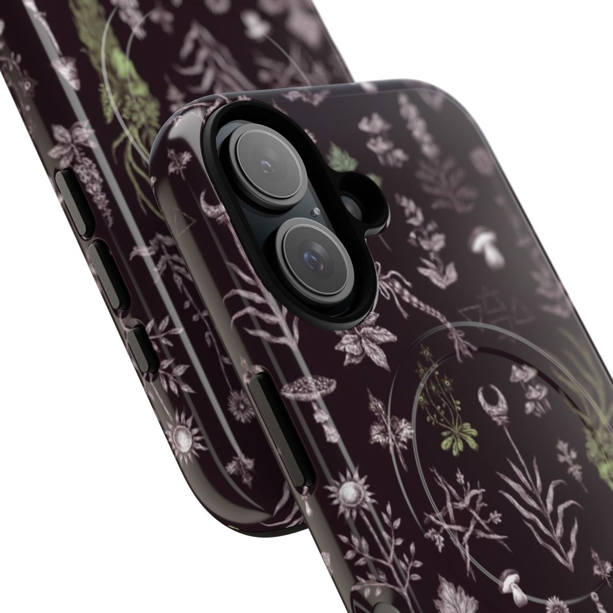 Magnetic tough phone case with a whimsical floral and faerie-inspired design, perfect for nature and fantasy enthusiasts. - Detail