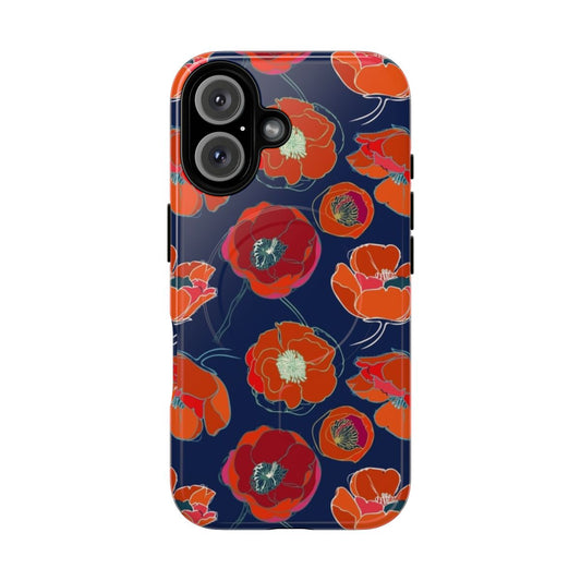 Vibrant California poppy flowers on a magnetic phone case