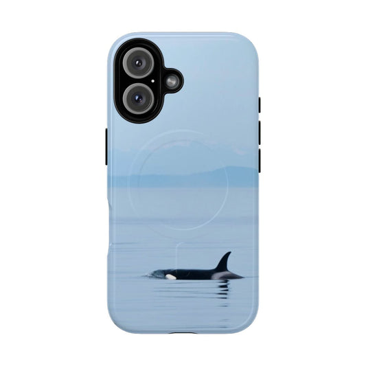 Vibrant phone case featuring a majestic killer whale or orca in its natural habitat