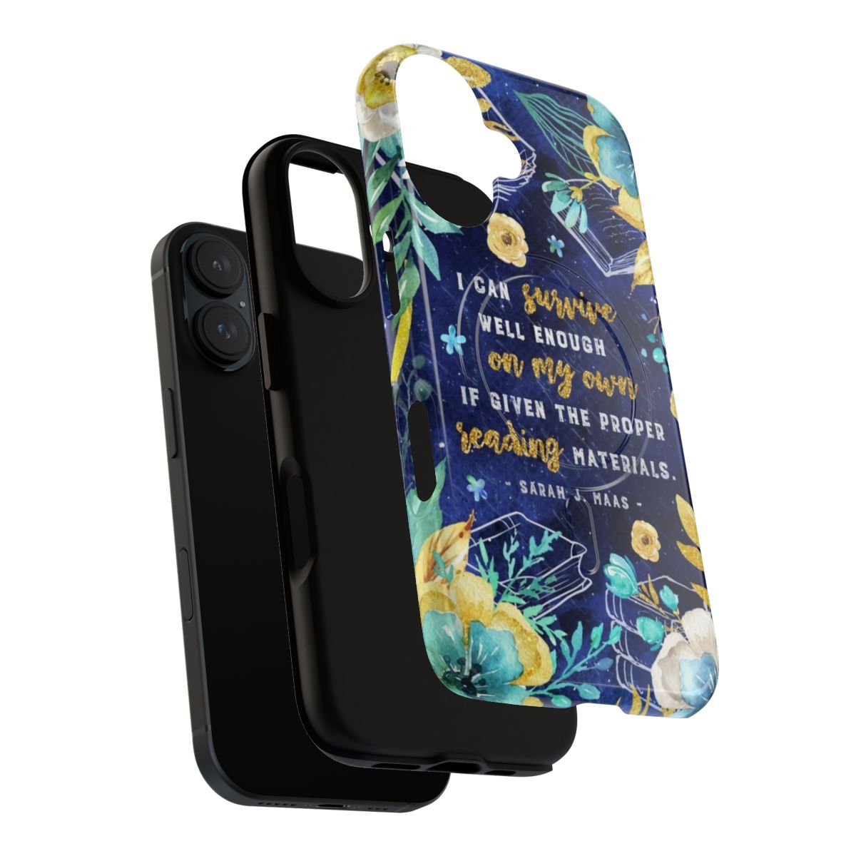 Vibrant floral and watercolor textured phone case for book lovers - Layers