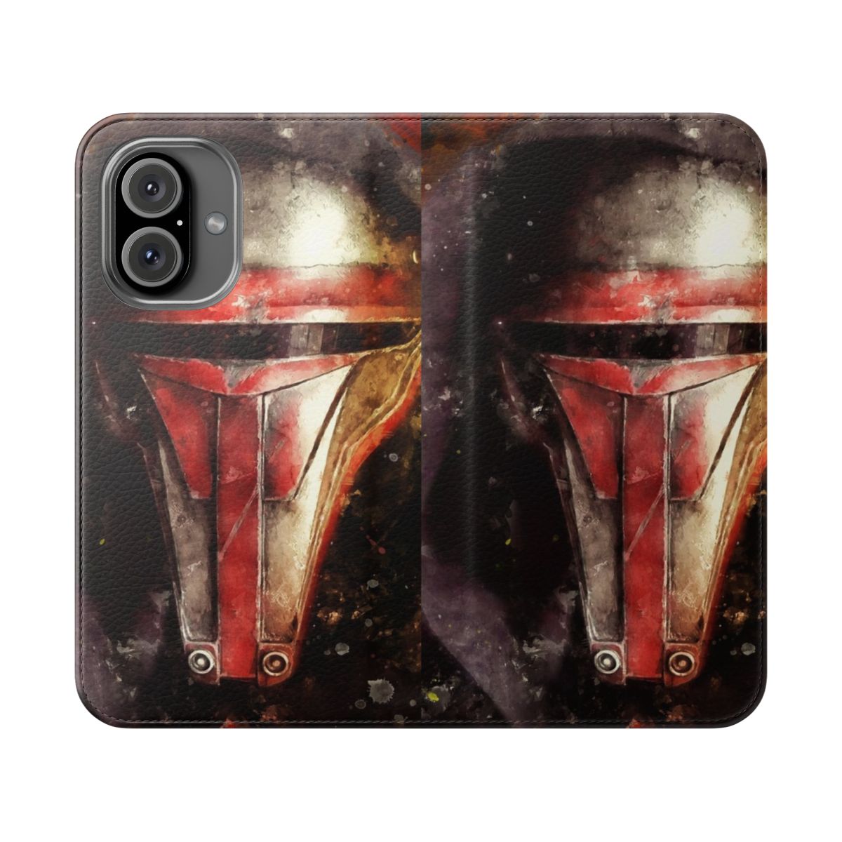 Watercolor-style image of Darth Revan, the Revanchist, on a flip cover phone case