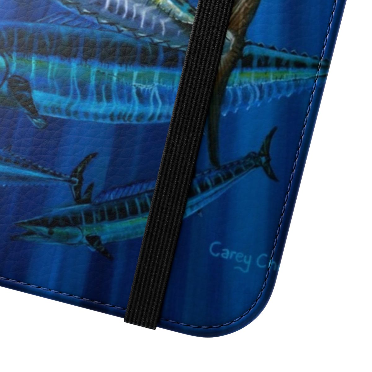 Wahoo-Inspired Flip Cover Phone Case featuring Vibrant Marine Artwork - Close Up