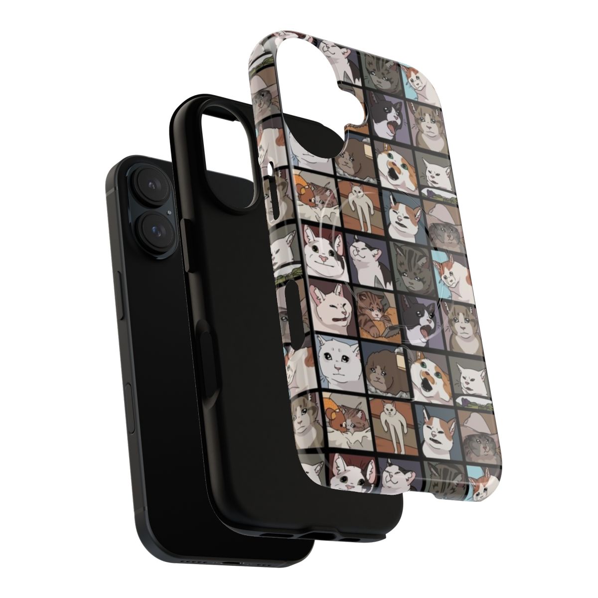 Magnetic Tough Phone Case with Cute and Funny Cats - Layers