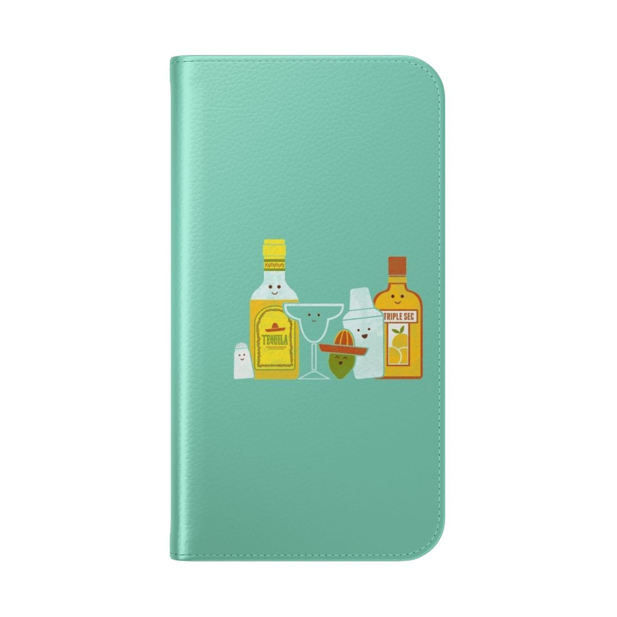 Margarita-themed flip cover phone case with a lime graphic - Folded Back