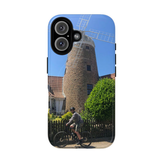 Tough magnetic phone case with windmill countryside landscape design