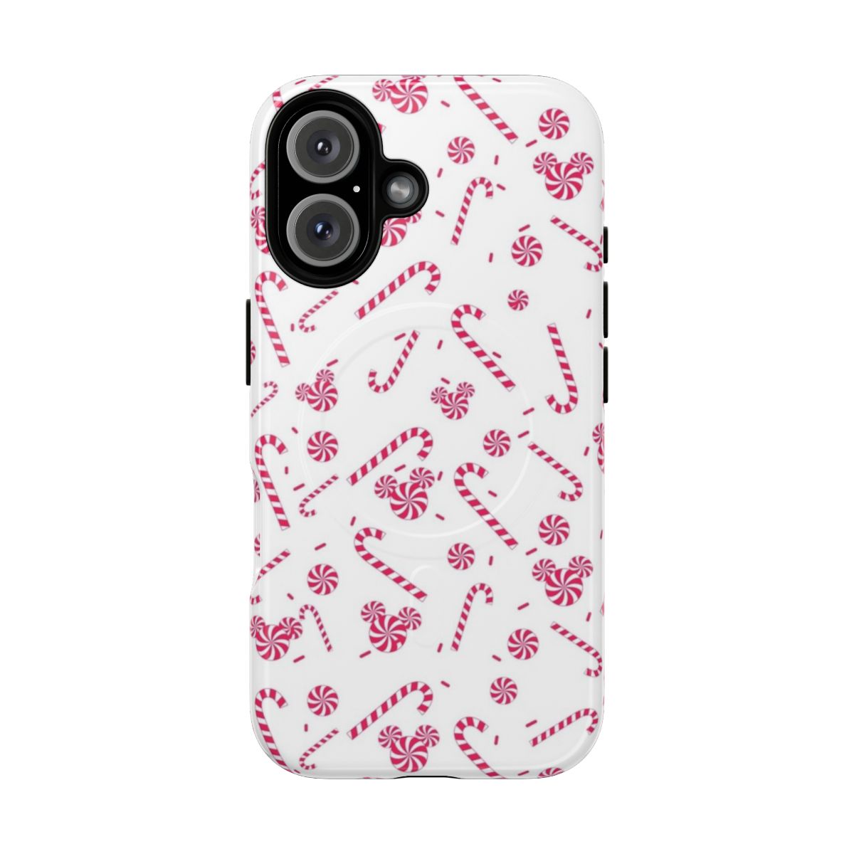 Candy cane-themed magnetic phone case with Disney Mickey ears design