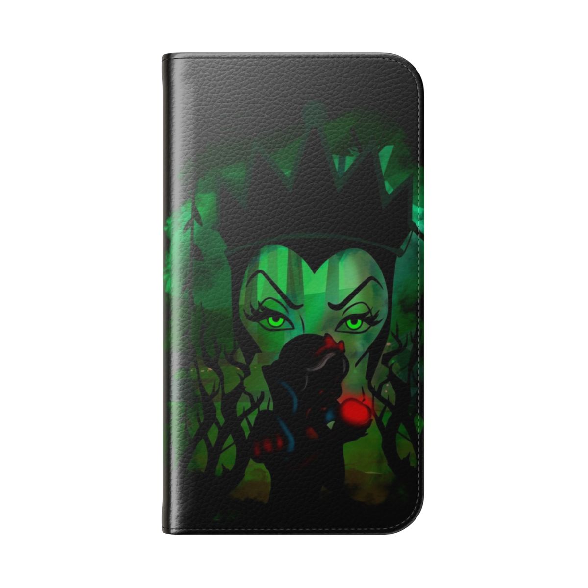 Evil Queen Inspired Flip Cover Phone Case with a Poisoned Apple Design - Folded Back