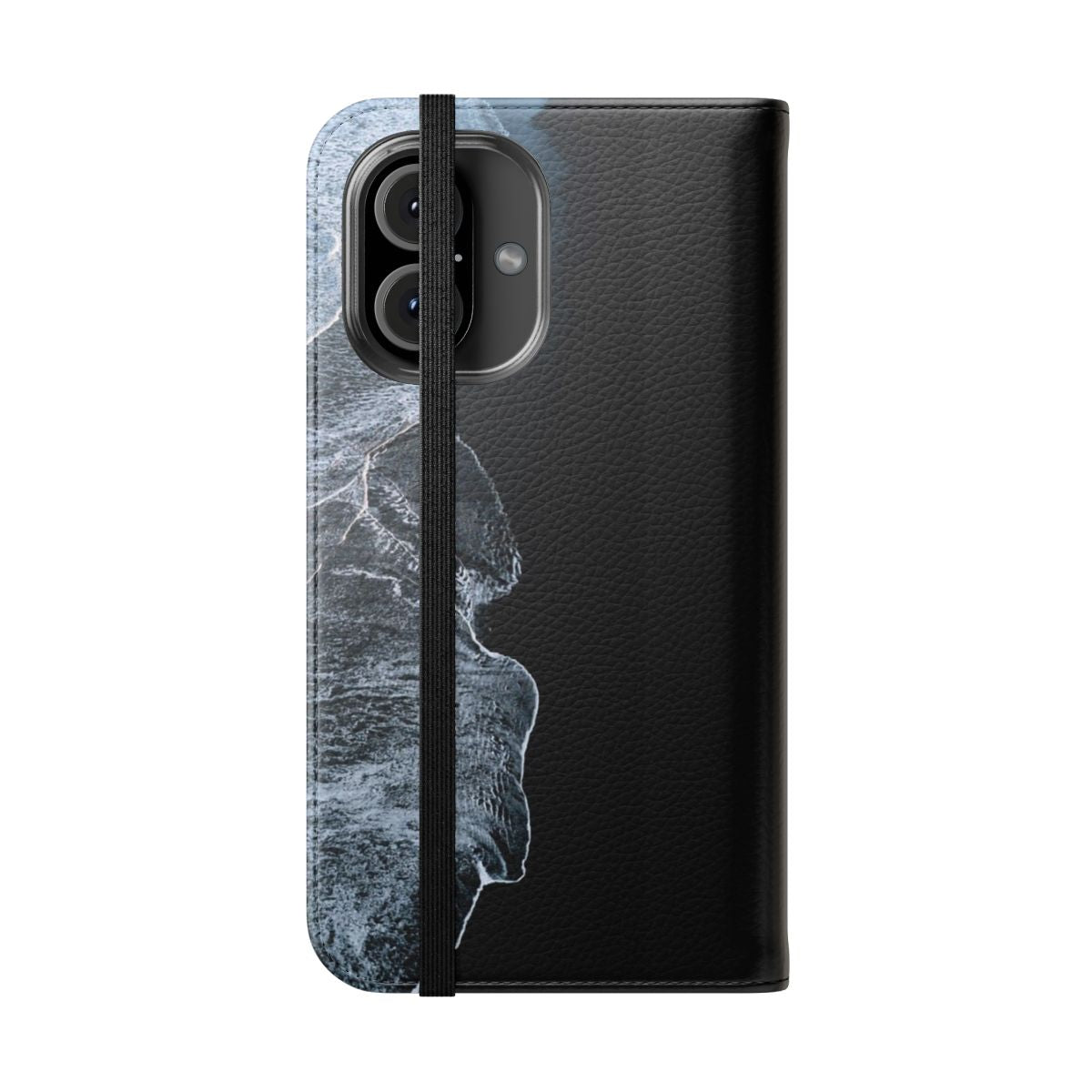 Minimalist waves and black sand beach in Iceland - Landscape Photography Phone Case - Folded Front