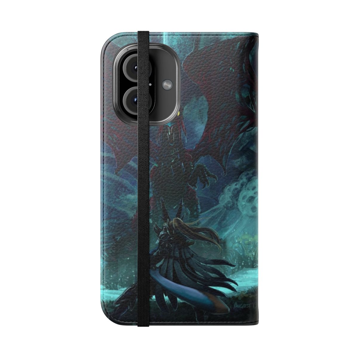 A dark and ominous phone case inspired by the Vaal Hazak and other creatures from Monster Hunter World - Folded Front